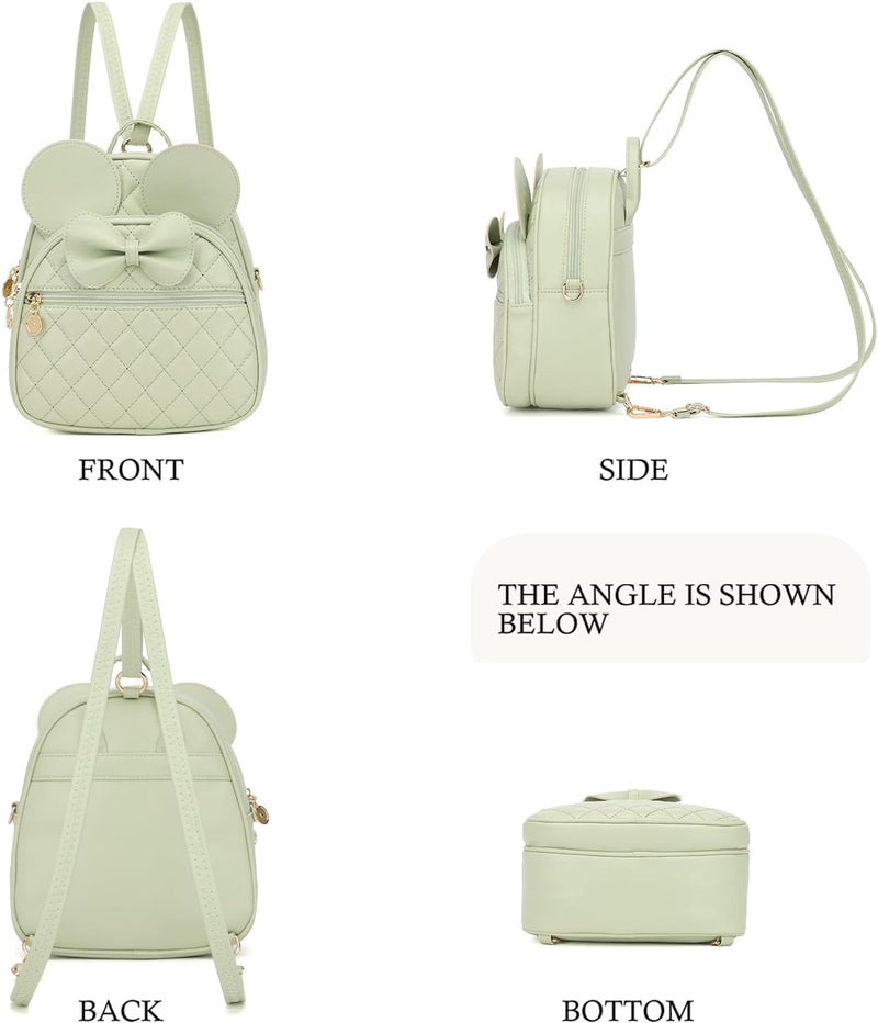 KL928 Girls Mini Backpack Bowknot Polka Dot Cute Small Daypacks Convertible Shoulder Bag Purse for Women - Image 3